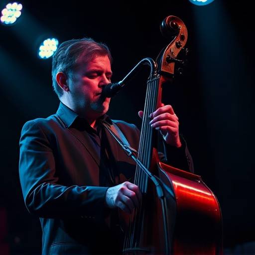 Pierre Renaud interprétant un morceau de jazz sur scène.