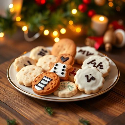 Une assiette avec différents types de cookies. Le texte 'Cookie' est écrit avec du glaäage.