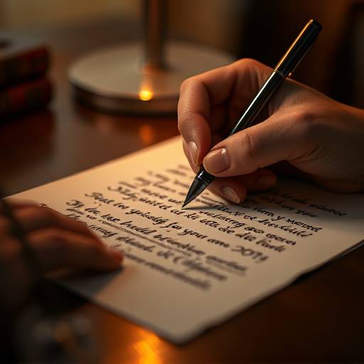 Une personne écrivant une lettre avec un stylo, symbolisant la communication et le contact.